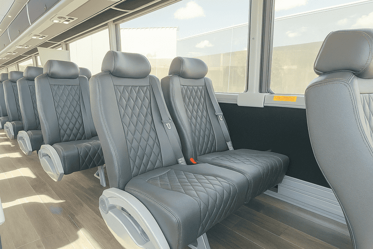 interior of West Valley City Minibus Company charter bus